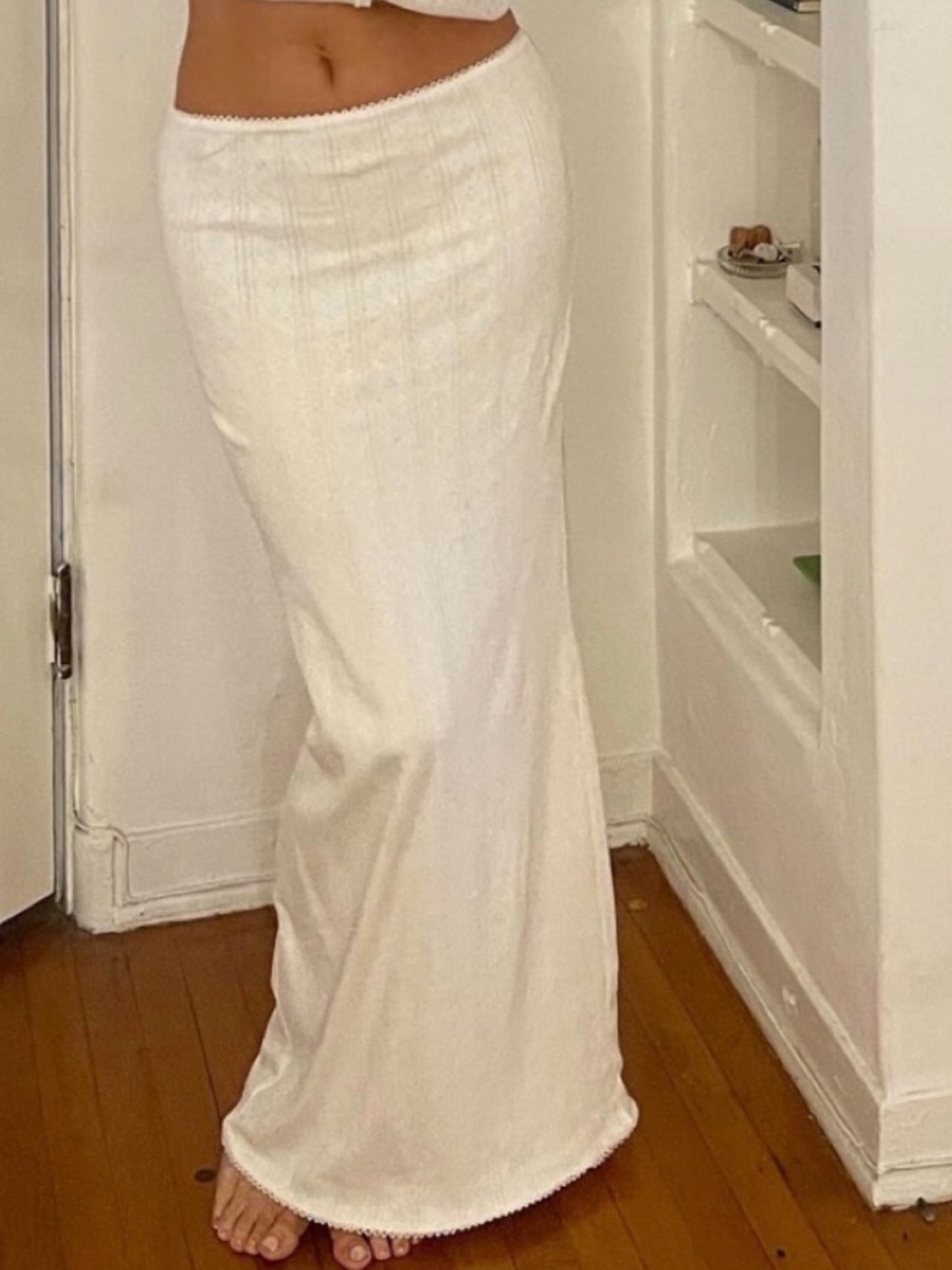MY MUM MADE IT WHITE POINTELLE COTTON MAXI SKIRT M/L - Picture 3 of 13